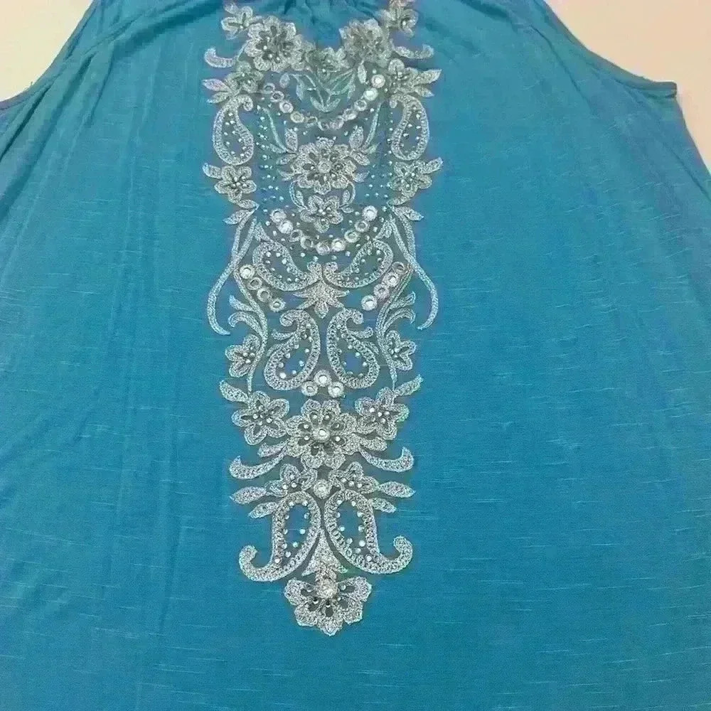 INC 2XL beautiful A-Line Knit top with mirrored jewels. Item# AT - Picture 2 of 9
